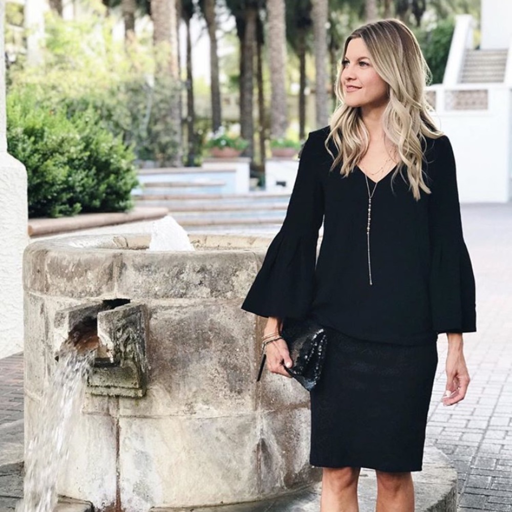H&M Black Bell Sleeve Blouse